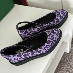 TUK Sz7 Purple Leopard Suede Platform Creepers